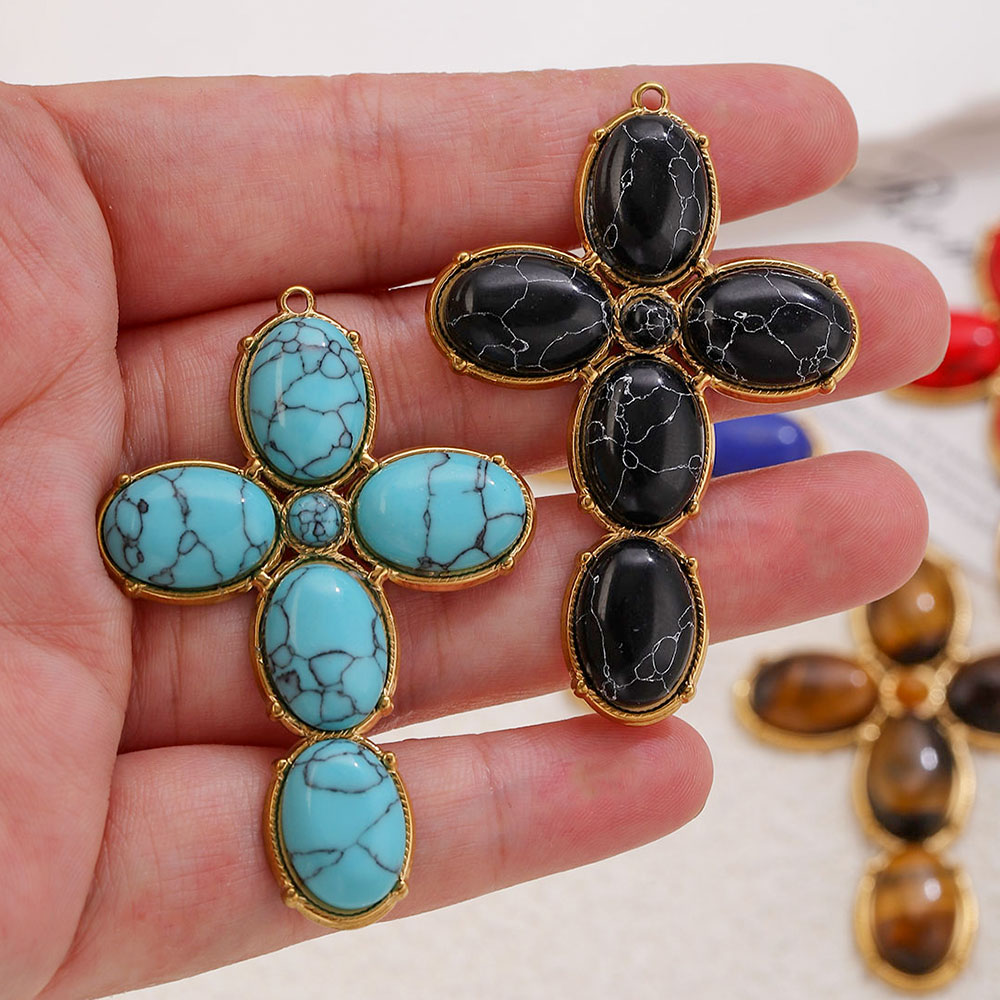 Vintage Fashion Finds - Breloques en acier inoxydable, grand pendentif