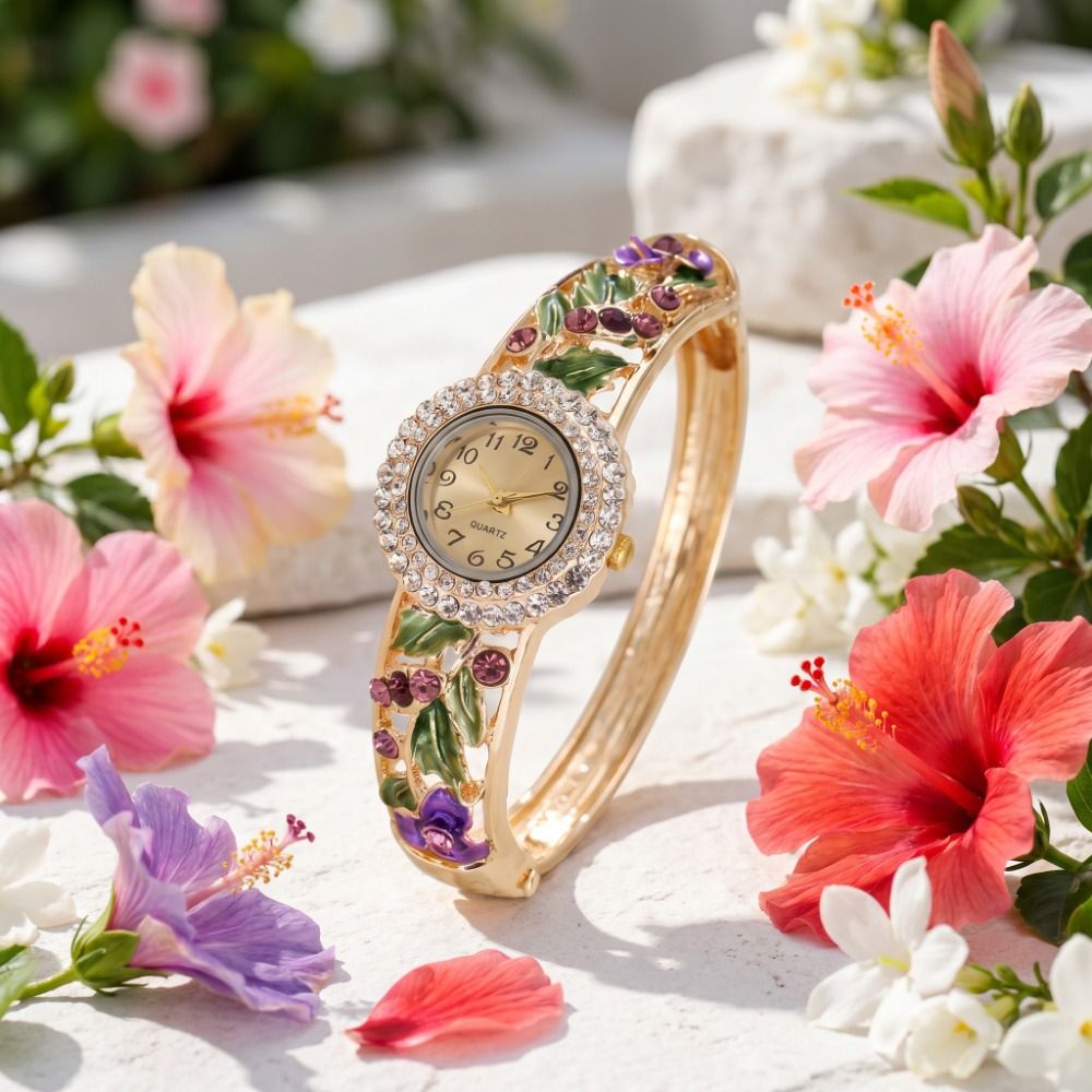 Vintage Fashion Week - Montre vintage riche en fleurs, cadran