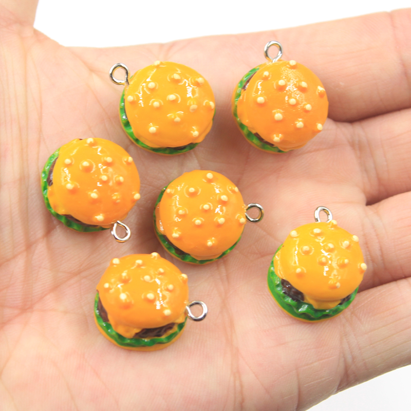 Vintage Fashion Finds - 10 Breloques Simulant des Hamburgers 20x17x12mm,