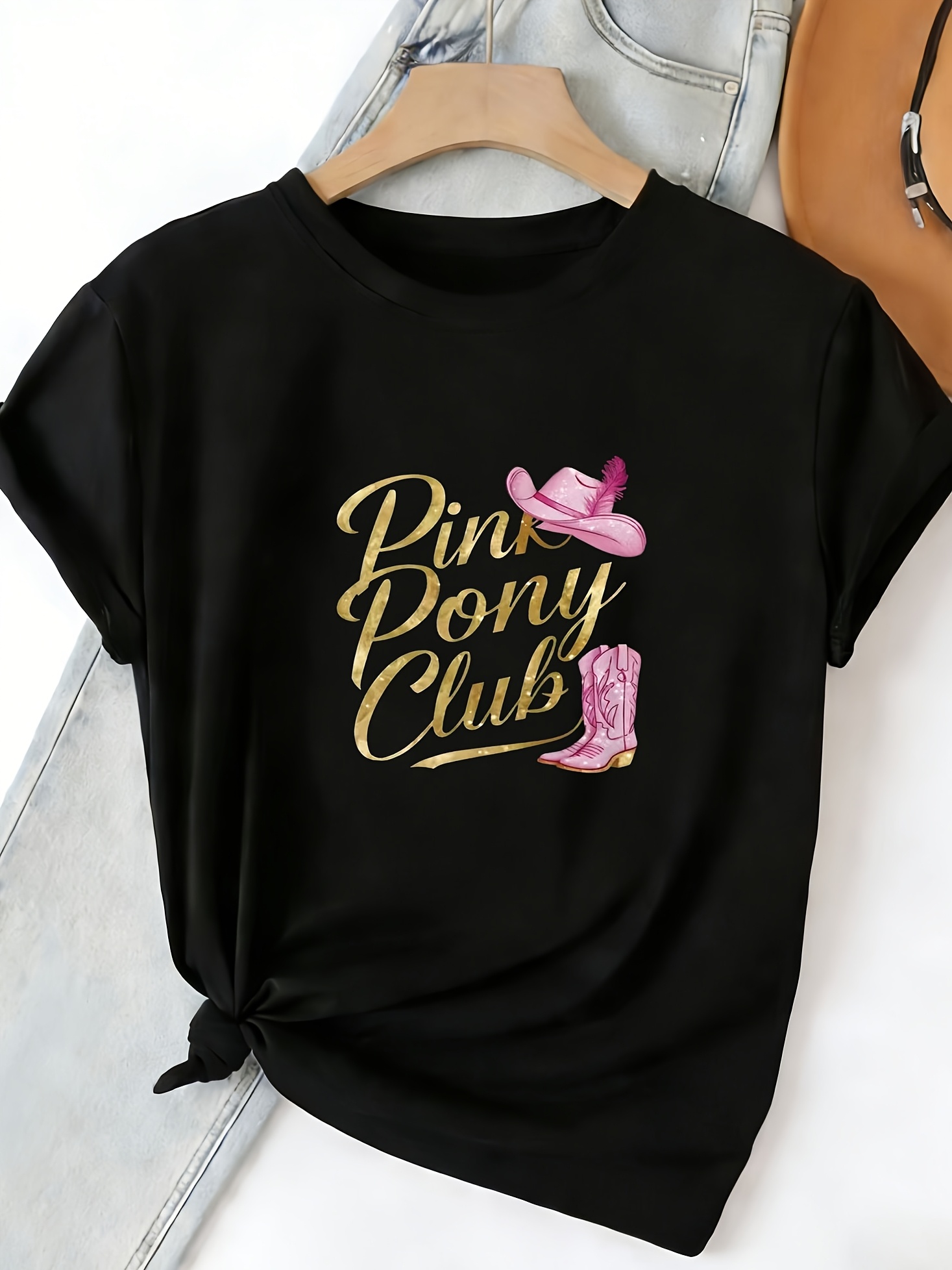 Vintage Fashion Club - T-shirt noir à col rond et