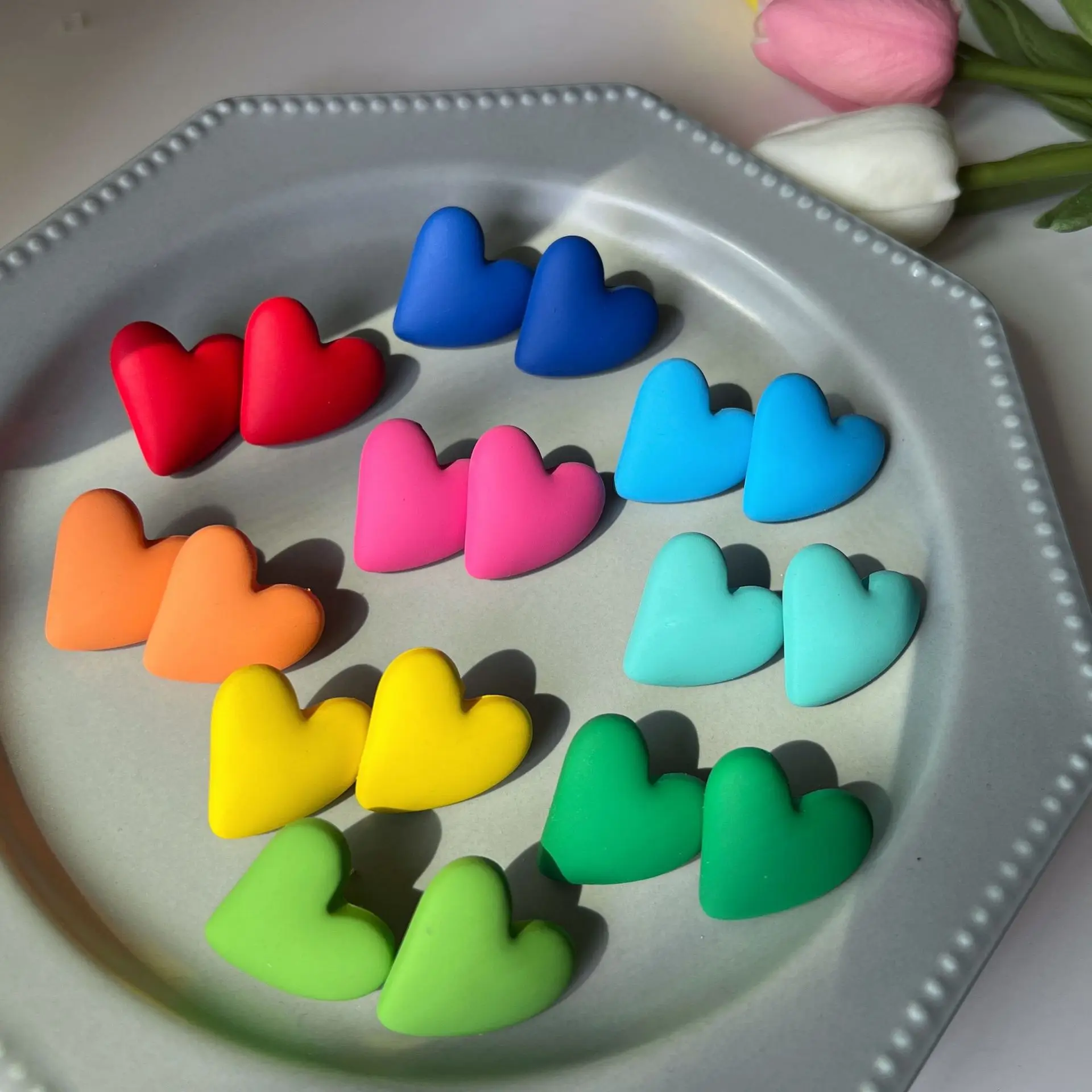 Vintage Fashion Trends 2026 - Nouvelles Boucles d'Oreilles Cœur en Acrylique