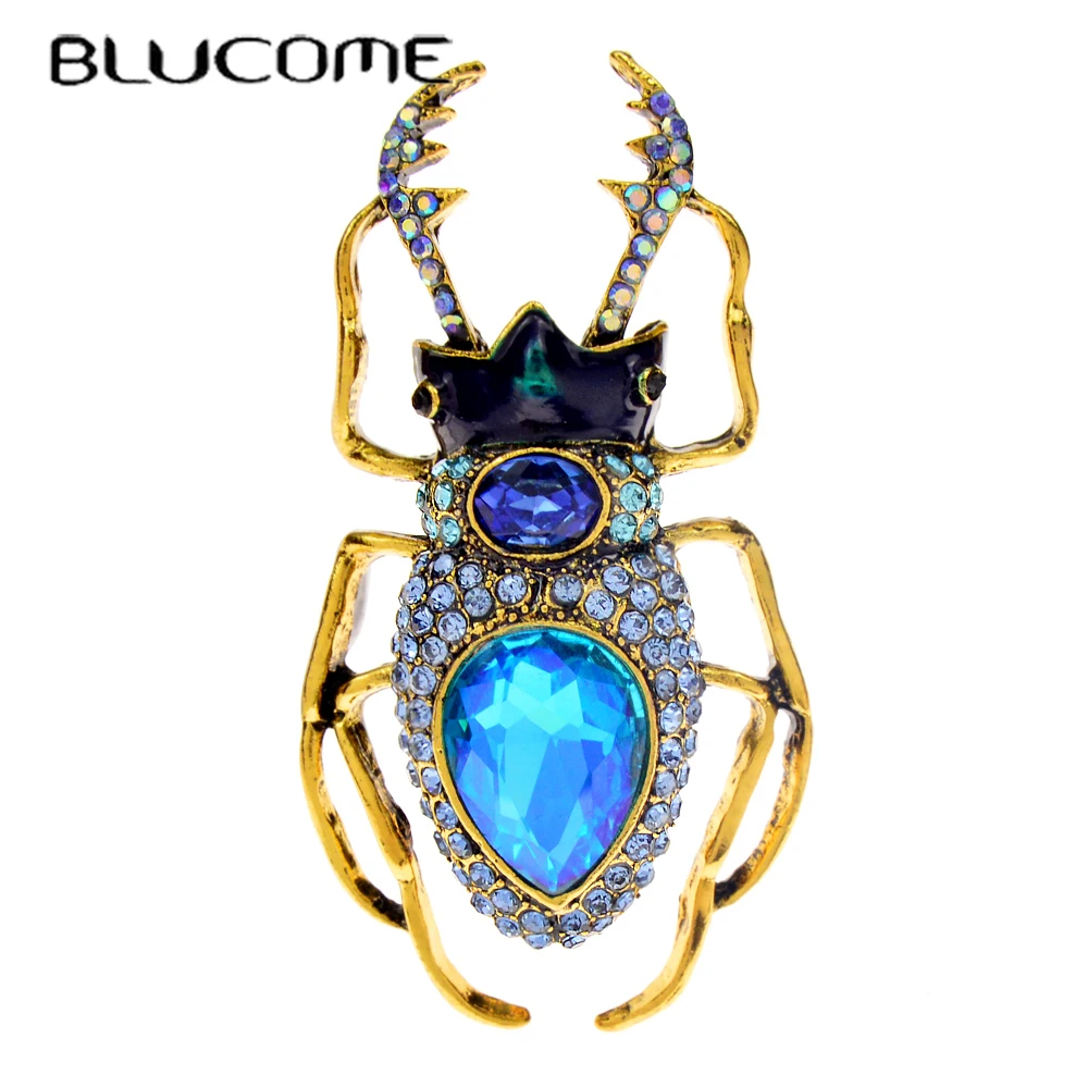 Vintage Fashion Bug - Blucome-Broches CÔTÉ cinelle en cristal bleu