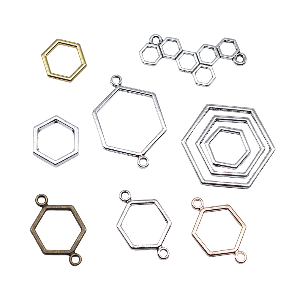 Vintage Fashion Finds - Breloques hexagonales en nid d'abeille, 40