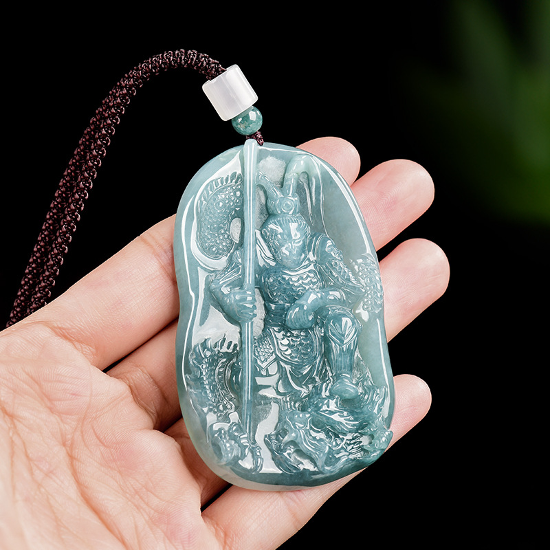 Vintage Fashion - Collier pendentif Roi Singe en jadéite