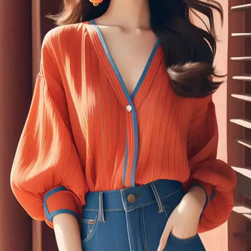 Rayé col en V ample Vintage Bl - Vintage Fashion Trends avis et prix
