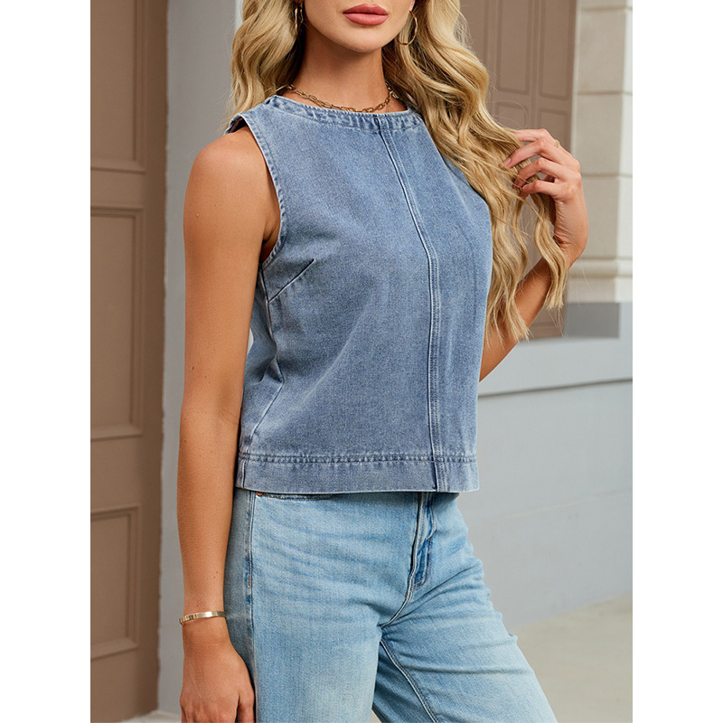 Benuynffy Gilet en jean décont - Vintage Fashion Female avis et prix