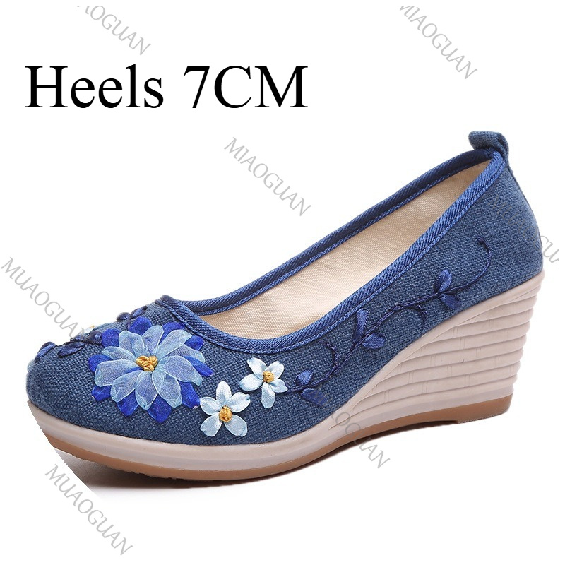 Chaussures compensées brodées  - Vintage Fashion Female avis et prix